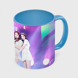 Кружка 3D Blackpink girl style, цвет: 3D-белый + небесно-голубой