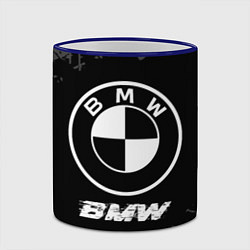 Кружка 3D BMW speed на темном фоне со следами шин, цвет: 3D-синий кант — фото 2