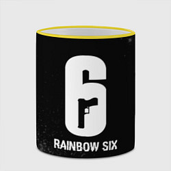 Кружка 3D Rainbow Six glitch на темном фоне, цвет: 3D-желтый кант — фото 2