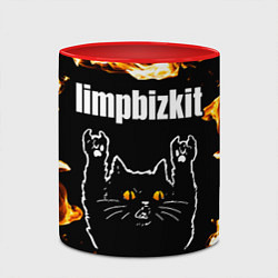 Кружка 3D Limp Bizkit рок кот и огонь, цвет: 3D-белый + красный — фото 2