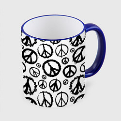 Кружка 3D Many peace logo, цвет: 3D-синий кант