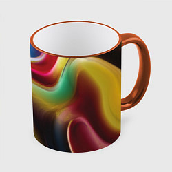 Кружка 3D Rainbow waves, цвет: 3D-оранжевый кант