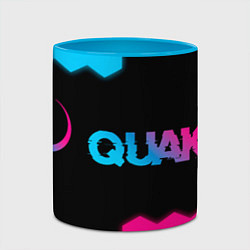 Кружка 3D Quake - neon gradient: надпись и символ, цвет: 3D-белый + небесно-голубой — фото 2