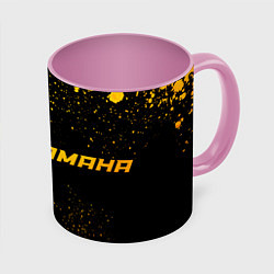 Кружка 3D Yamaha - gold gradient: надпись и символ, цвет: 3D-белый + розовый