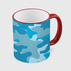 Кружка 3D Камуфляж военный синий, цвет: 3D-красный кант