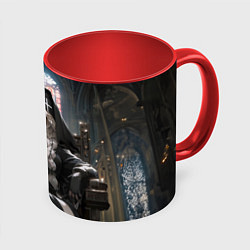 Кружка 3D Монашка 2b от нейросети, цвет: 3D-белый + красный