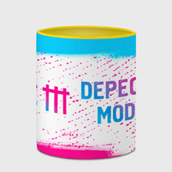 Кружка 3D Depeche Mode neon gradient style: надпись и символ, цвет: 3D-белый + желтый — фото 2