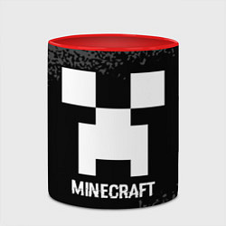 Кружка 3D Minecraft glitch на темном фоне, цвет: 3D-белый + красный — фото 2