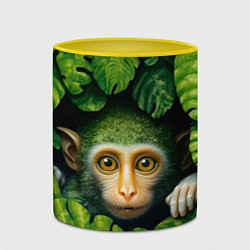 Кружка 3D Маленькая обезьянка в листьях, цвет: 3D-белый + желтый — фото 2