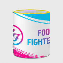 Кружка 3D Foo Fighters neon gradient style: надпись и символ, цвет: 3D-желтый кант — фото 2