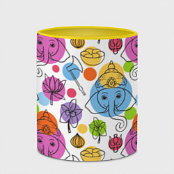 Кружка 3D Индийские слоники, цвет: 3D-белый + желтый — фото 2