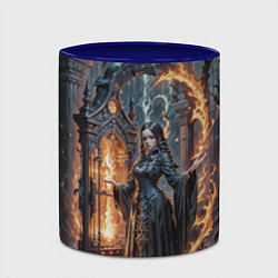 Кружка 3D Готическая ведьма и огонь в подземелье, цвет: 3D-белый + синий — фото 2