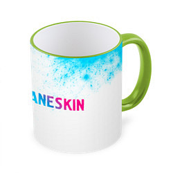 Кружка 3D Maneskin neon gradient style: надпись и символ, цвет: 3D-светло-зеленый кант