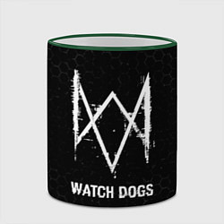 Кружка 3D Watch Dogs glitch на темном фоне, цвет: 3D-зеленый кант — фото 2