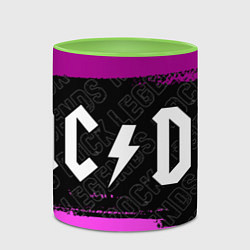 Кружка 3D AC DC rock legends: надпись и символ, цвет: 3D-белый + светло-зеленый — фото 2
