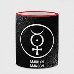 Кружка 3D Marilyn Manson glitch на темном фоне, цвет: 3D-красный кант — фото 2