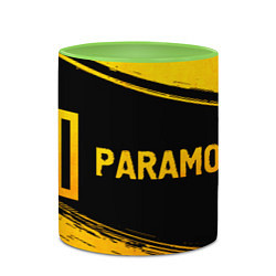Кружка 3D Paramore - gold gradient: надпись и символ, цвет: 3D-белый + светло-зеленый — фото 2