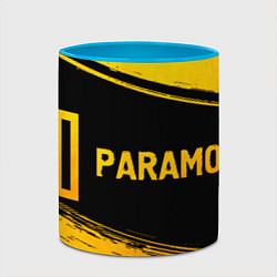 Кружка 3D Paramore - gold gradient: надпись и символ, цвет: 3D-белый + небесно-голубой — фото 2