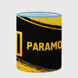 Кружка 3D Paramore - gold gradient: надпись и символ, цвет: 3D-небесно-голубой кант — фото 2