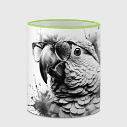 Кружка 3D Попугай ара в старинных очках, цвет: 3D-светло-зеленый кант — фото 2