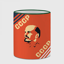 Кружка 3D Ленин на красном фоне, цвет: 3D-зеленый кант — фото 2