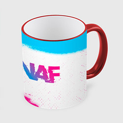 Кружка 3D FNAF neon gradient style: надпись и символ, цвет: 3D-красный кант