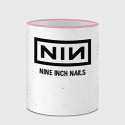 Кружка 3D Nine Inch Nails glitch на светлом фоне, цвет: 3D-розовый кант — фото 2