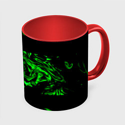 Кружка 3D Зеленый светящийся дым, цвет: 3D-белый + красный