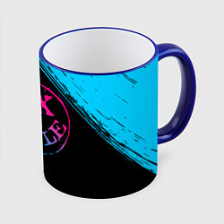 Кружка 3D Avril Lavigne - neon gradient, цвет: 3D-синий кант