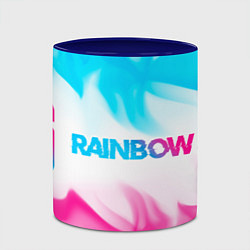 Кружка 3D Rainbow Six neon gradient style: надпись и символ, цвет: 3D-белый + синий — фото 2