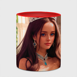 Кружка 3D Девушка принцесса в алмазных украшениях, цвет: 3D-белый + красный — фото 2