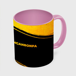 Кружка 3D Danganronpa - gold gradient: надпись и символ, цвет: 3D-белый + розовый