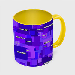 Кружка 3D Minecraft pattern logo, цвет: 3D-белый + желтый