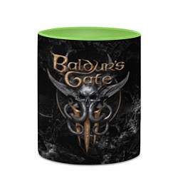 Кружка 3D Baldurs Gate 3 dark logo, цвет: 3D-белый + светло-зеленый — фото 2