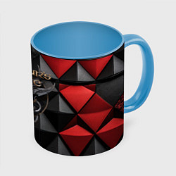 Кружка 3D Baldurs Gate 3 logo red black, цвет: 3D-белый + небесно-голубой