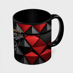 Кружка 3D Baldurs Gate 3 logo red black, цвет: 3D-белый + черный