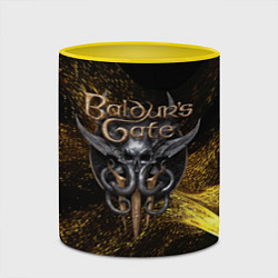 Кружка 3D Baldurs Gate 3 logo gold black, цвет: 3D-белый + желтый — фото 2