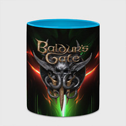 Кружка 3D Baldurs Gate 3 logo green red light, цвет: 3D-белый + небесно-голубой — фото 2