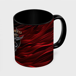 Кружка 3D Baldurs Gate 3 logo dark red black, цвет: 3D-белый + черный