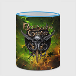 Кружка 3D Baldurs Gate 3 logo dark green fire, цвет: 3D-небесно-голубой кант — фото 2