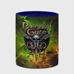 Кружка 3D Baldurs Gate 3 logo dark green fire, цвет: 3D-белый + синий — фото 2