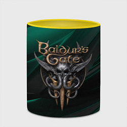 Кружка 3D Baldurs Gate 3 logo green geometry, цвет: 3D-белый + желтый — фото 2