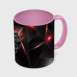 Кружка 3D Baldurs Gate 3 logo black red, цвет: 3D-белый + розовый