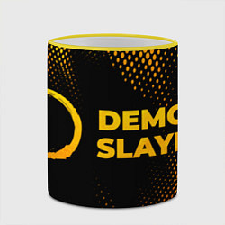 Кружка 3D Demon Slayer - gold gradient: надпись и символ, цвет: 3D-желтый кант — фото 2