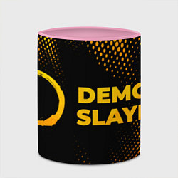 Кружка 3D Demon Slayer - gold gradient: надпись и символ, цвет: 3D-белый + розовый — фото 2