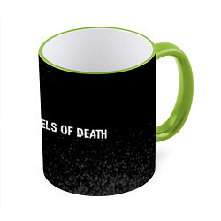 Кружка 3D Angels of Death glitch на темном фоне: надпись и с, цвет: 3D-светло-зеленый кант