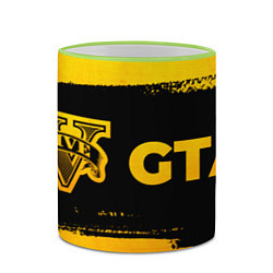 Кружка 3D GTA - gold gradient: надпись и символ, цвет: 3D-светло-зеленый кант — фото 2