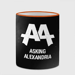 Кружка 3D Asking Alexandria glitch на темном фоне, цвет: 3D-оранжевый кант — фото 2