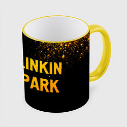 Кружка 3D Linkin Park - gold gradient: надпись и символ, цвет: 3D-желтый кант