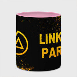 Кружка 3D Linkin Park - gold gradient: надпись и символ, цвет: 3D-белый + розовый — фото 2